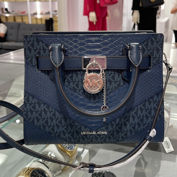 Michael Kors Hamilton Small Satchel Shoulder Crossbody Bag 
Navy Multi 
NWT - Picture 7 of 16